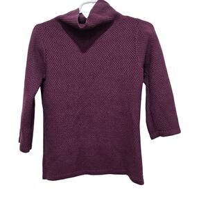 Boden Funnel Neck Textured Knit Wool Cotton Sweater Plum 6